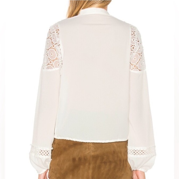 Tularosa Farrah White Lace Boho Tie-Front Blouse Size S - Picture 5 of 8
